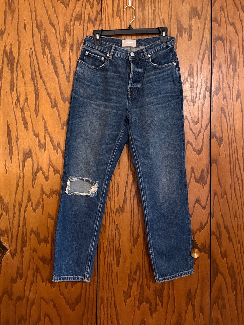 Everlane Cheeky Jeans Size 28 Dark Wash Distressed Ripped Cropped